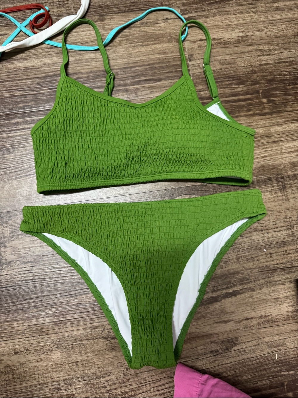 Cupshe Olive Green Smocked Bikini Set